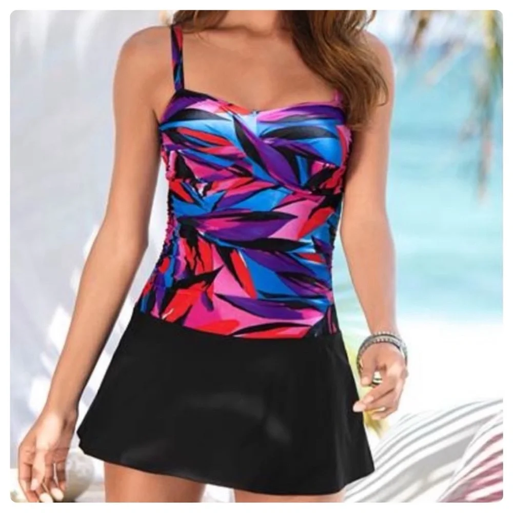 Venus Tropical Floral Palm Swim Dress